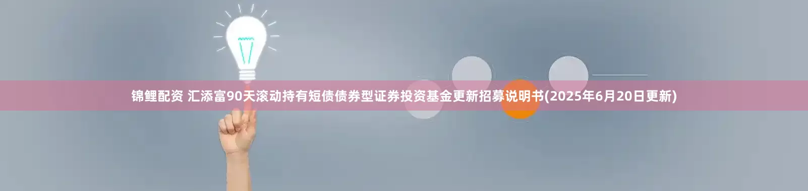 锦鲤配资 汇添富90天滚动持有短债债券型证券投资基金更新招募说明书(2025年6月20日更新)